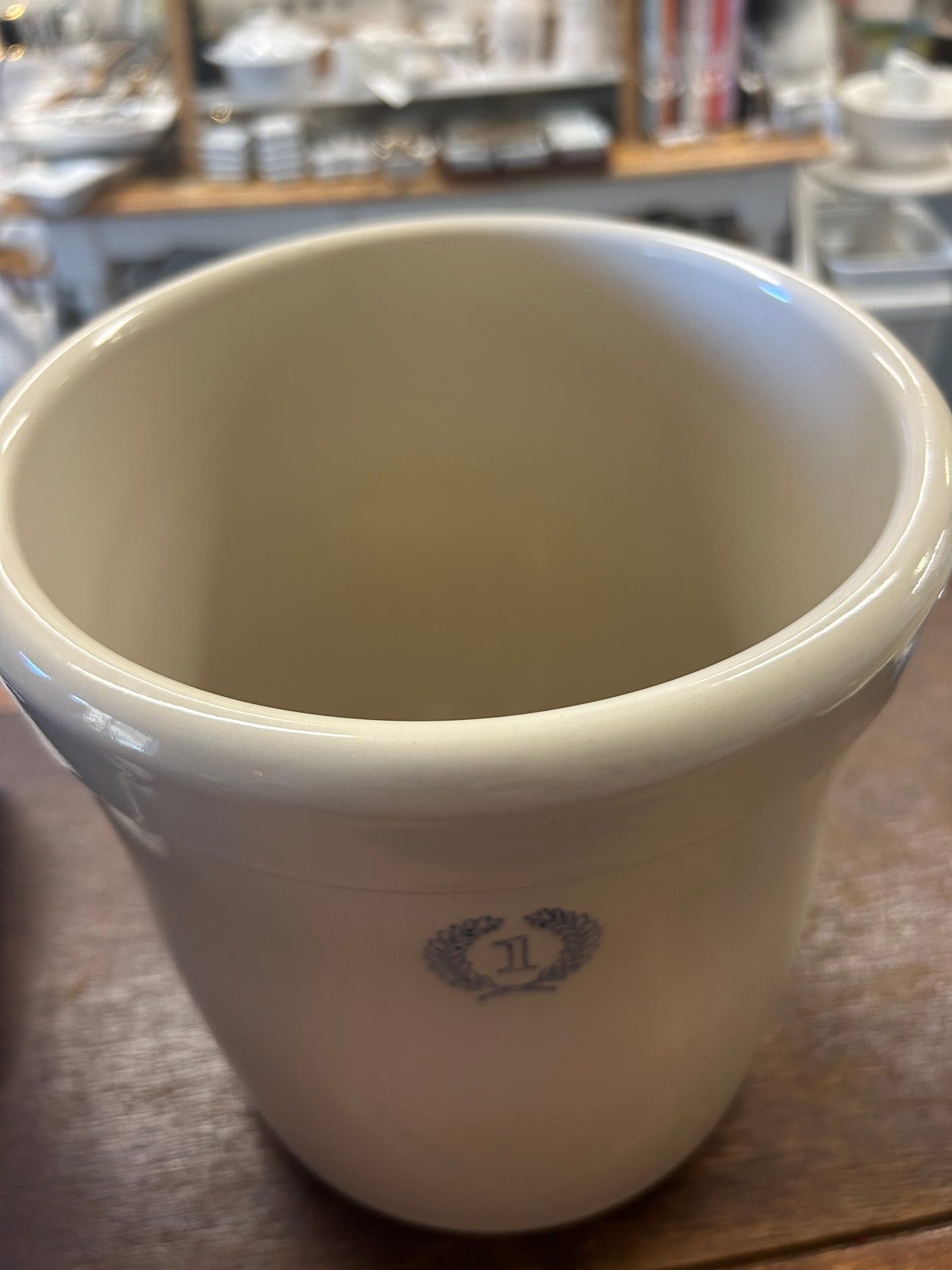 Cream Farmhouse Pottery Laurel Crock, 8 1/4"