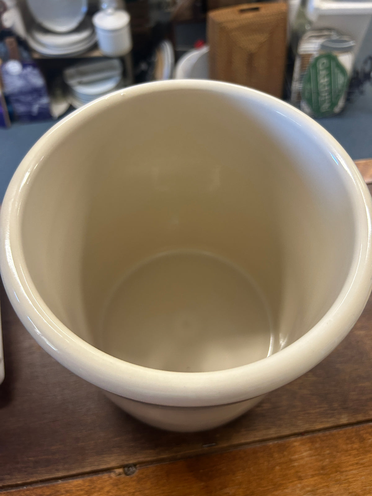 Cream Farmhouse Pottery Laurel Crock, 8 1/4"