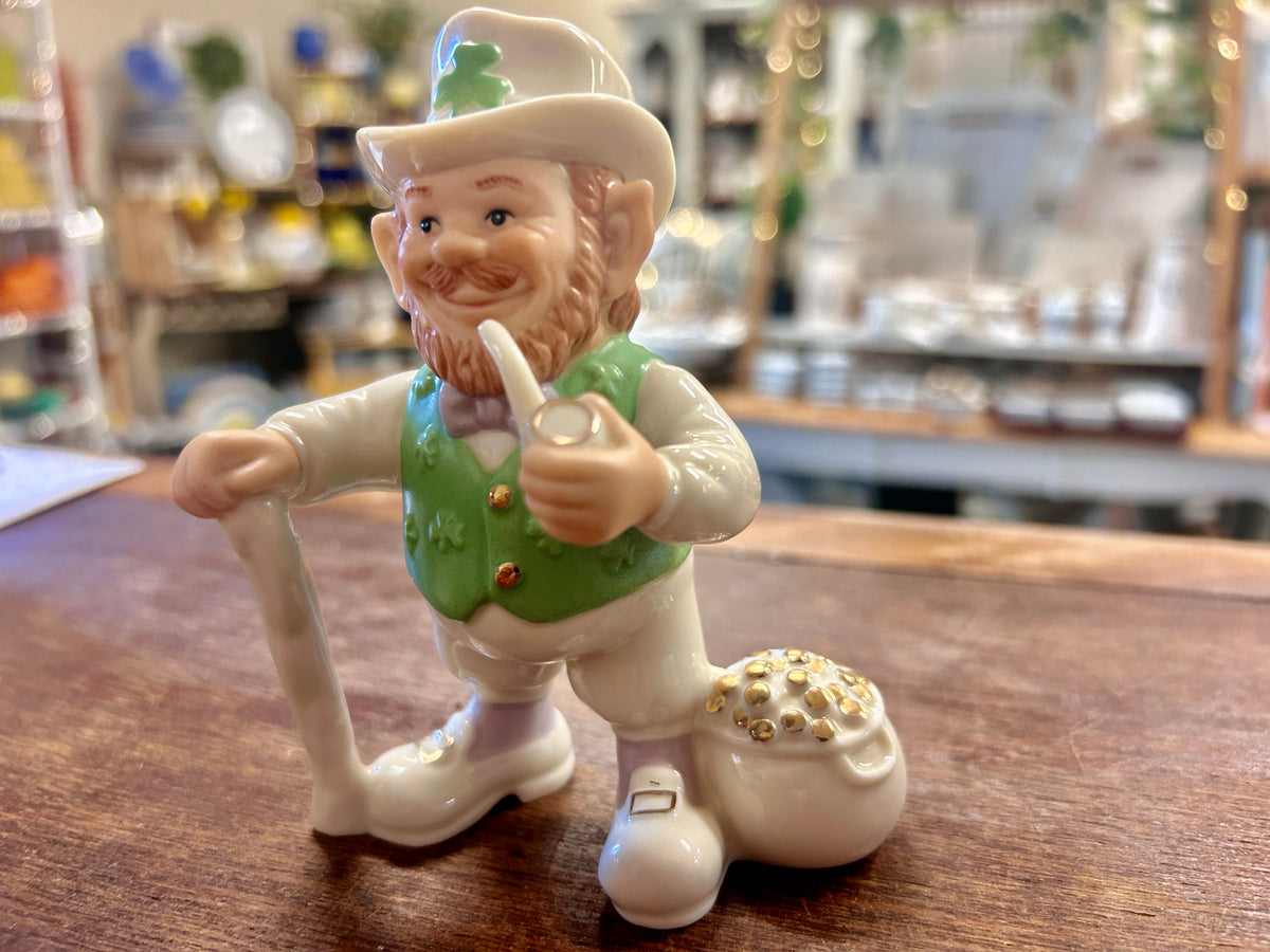 Green & White Lenox Leprechaun, 4 1/2"