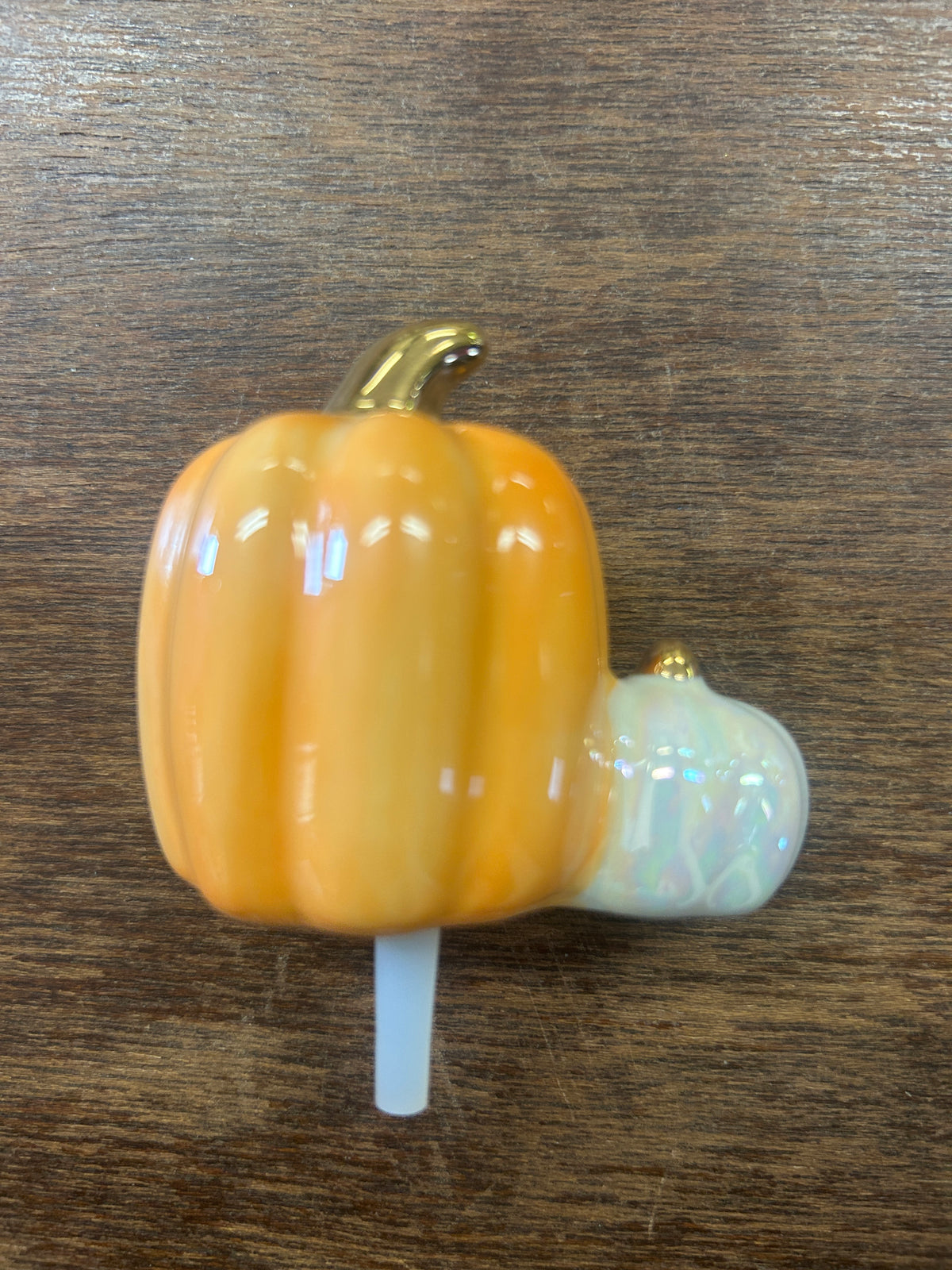 Orange & White Nora Fleming Pumpkin Knob Charm, 3"