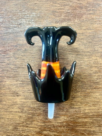 Black & Orange Nora Fleming RETIRED Witch's Feet Knob, 3"