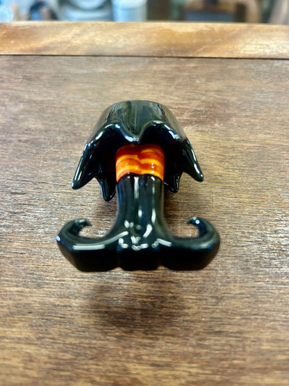 Black & Orange Nora Fleming RETIRED Witch's Feet Knob, 3"