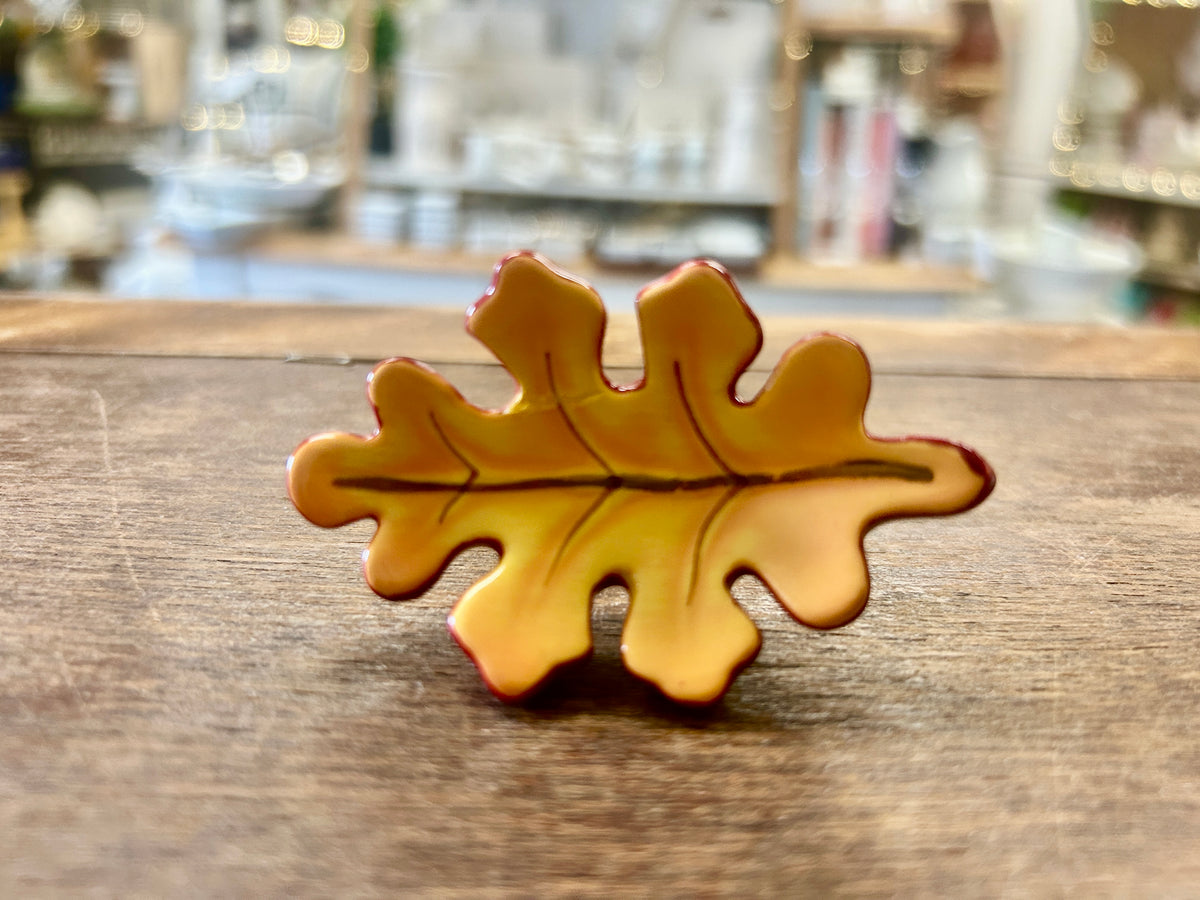 Red & Orange Nora Fleming RETIRED Leaf Knob, 2 1/2"