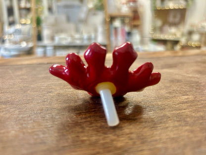 Red & Orange Nora Fleming RETIRED Leaf Knob, 2 1/2"