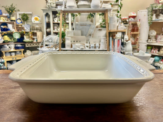 White Nora Fleming RETIRED Square Baker Dots, 8"