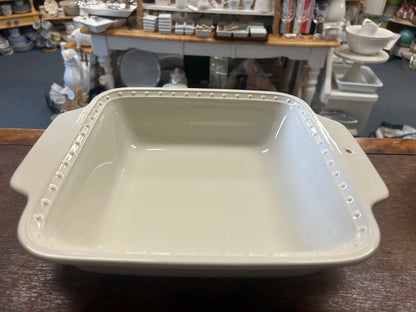 White Nora Fleming RETIRED Square Baker Dots, 8"