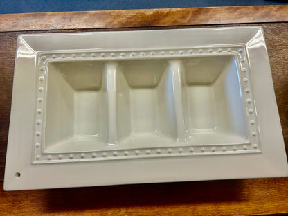 Nora Fleming White 3 Section Dots, 14 1/2"