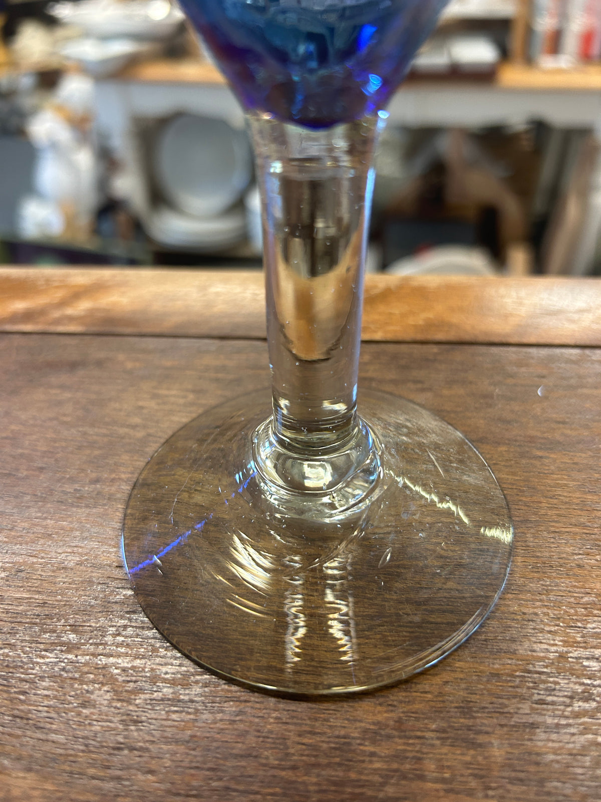 Blue  Handblown Martini Glass, 6 1/2"