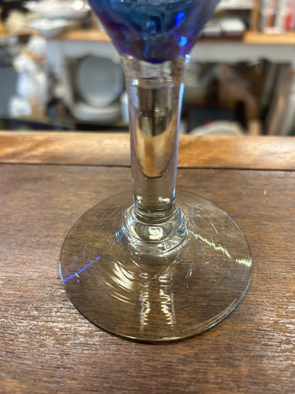 Blue  Handblown Martini Glass, 6 1/2"