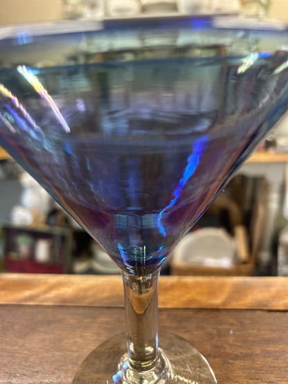 Blue  Handblown Martini Glass, 6 1/2"