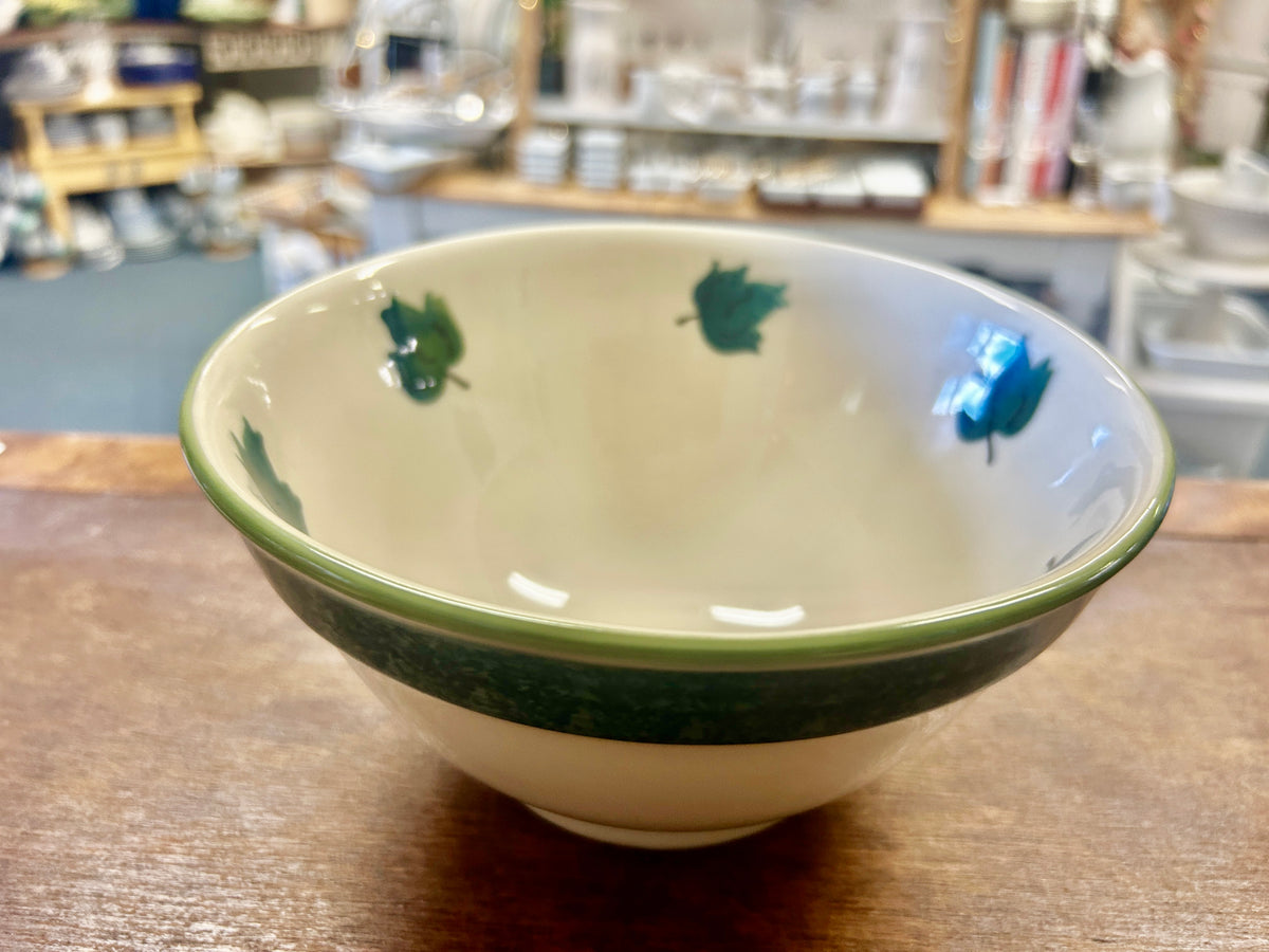 Green & White Hartstone RARE Green Leaf Bowl, 7 1/2"