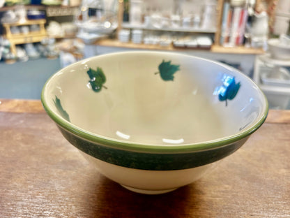 Green & White Hartstone RARE Green Leaf Bowl, 7 1/2"