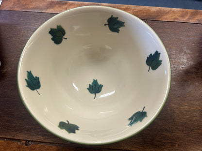 Green & White Hartstone RARE Green Leaf Bowl, 7 1/2"