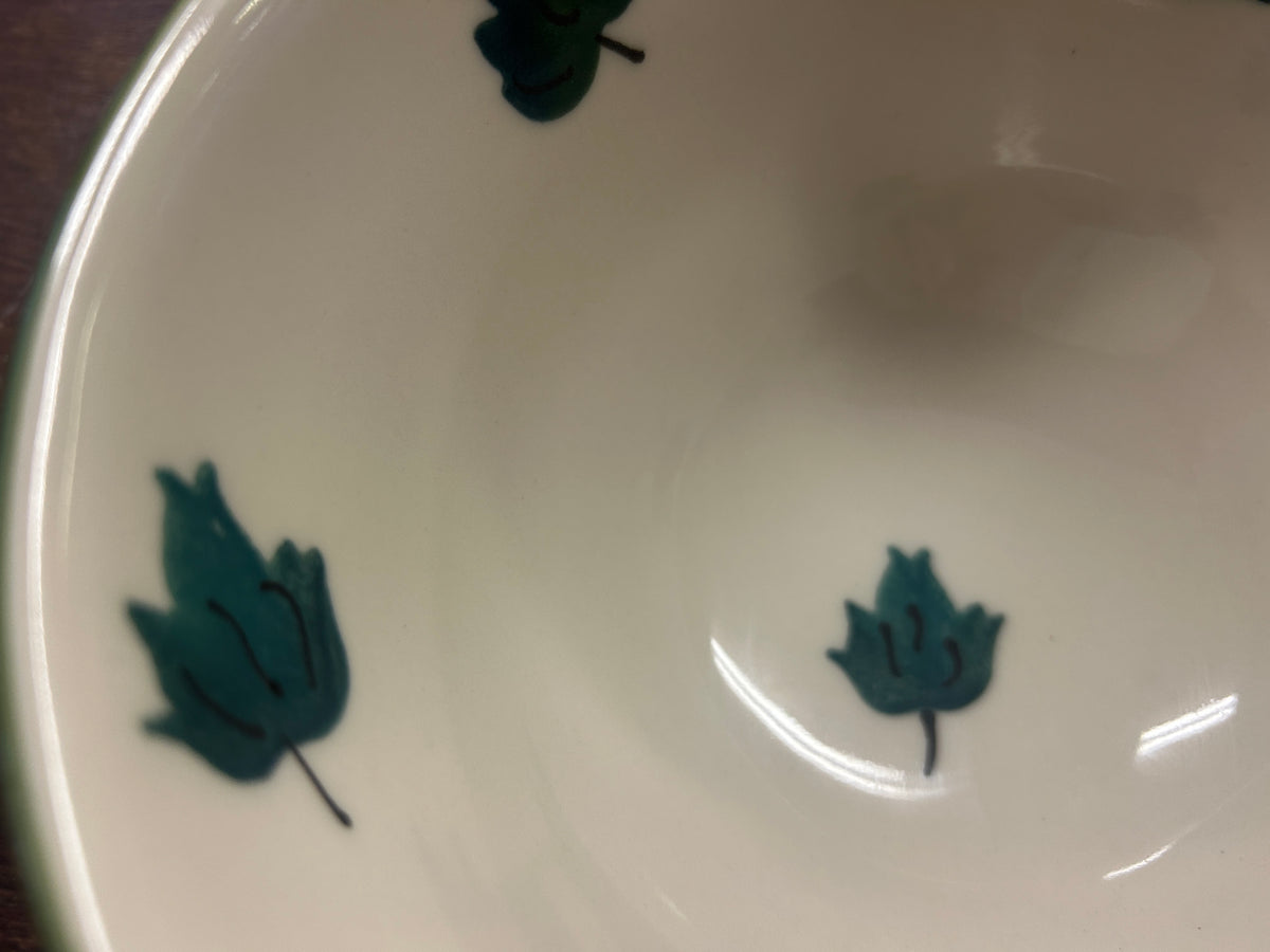 Green & White Hartstone RARE Green Leaf Bowl, 7 1/2"