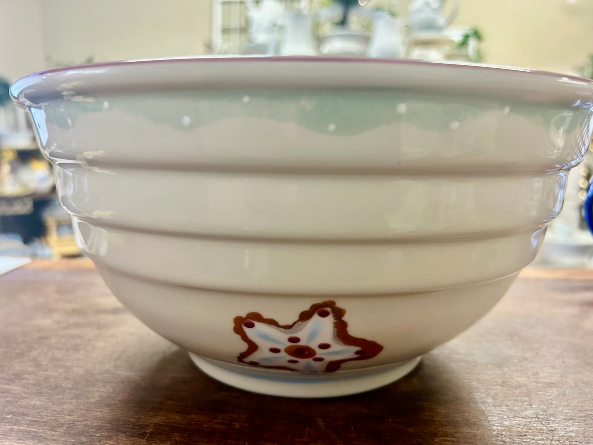 Red Green White Hartstone RARE Gingerbread Star Bowl, 11"