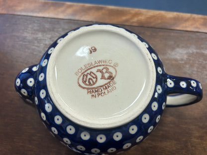 Blue & Green Boleslawiec Polish Pottery Holly Tea Pot, 9"