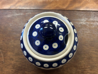 Blue & Green Boleslawiec Polish Pottery Holly Sugar Bowl, 4"