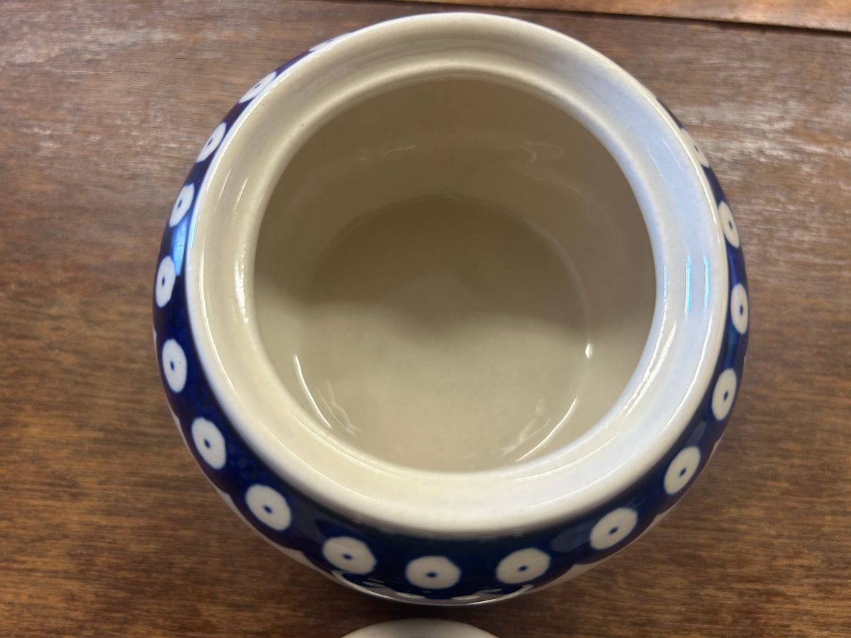 Blue & Green Boleslawiec Polish Pottery Holly Sugar Bowl, 4"