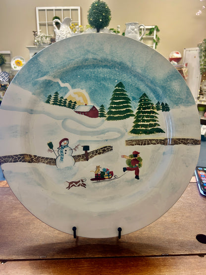 Multicolor David Carter Brown Christmas Valley Platter, 16 1/2"