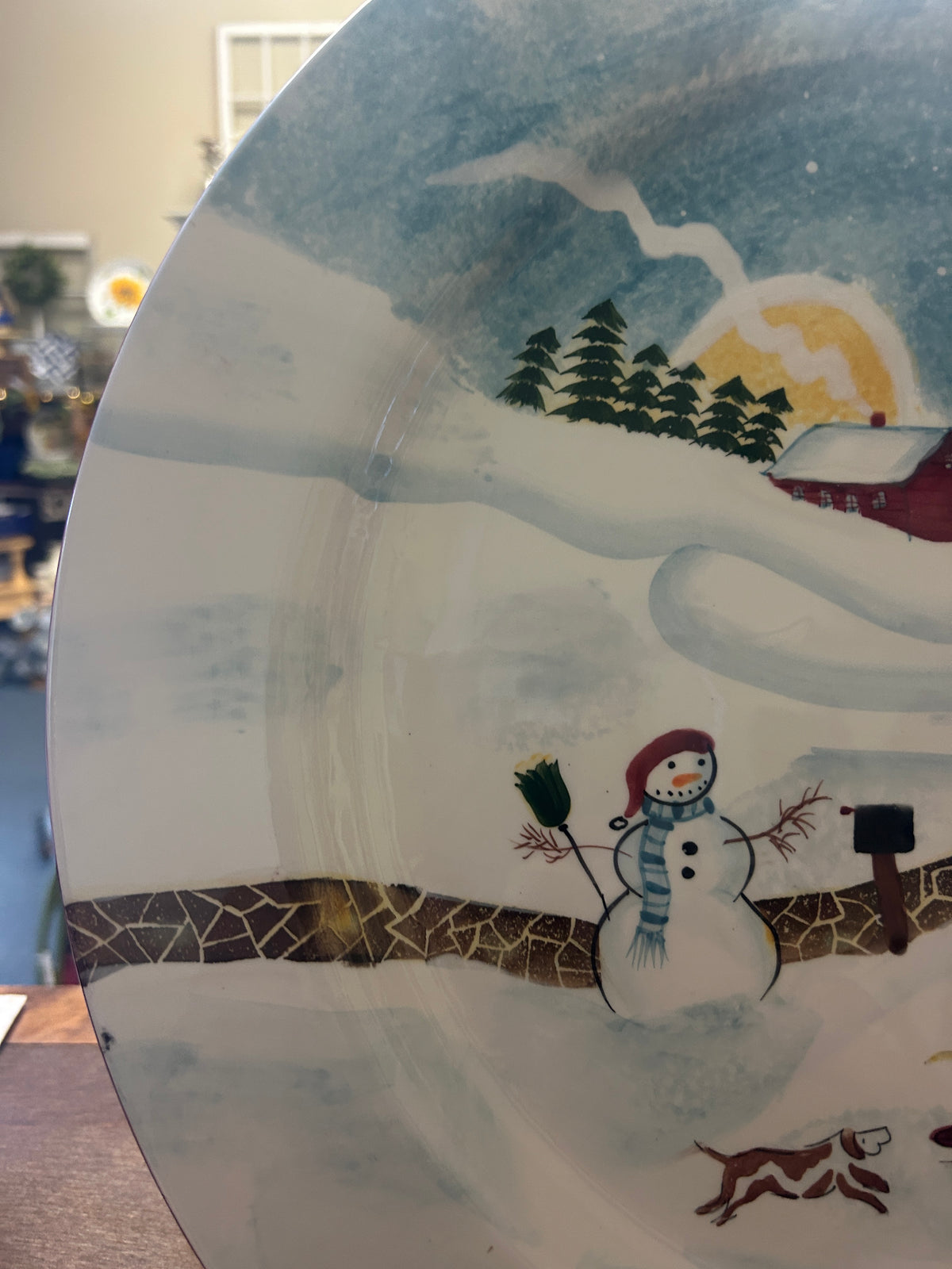 Multicolor David Carter Brown Christmas Valley Platter, 16 1/2"