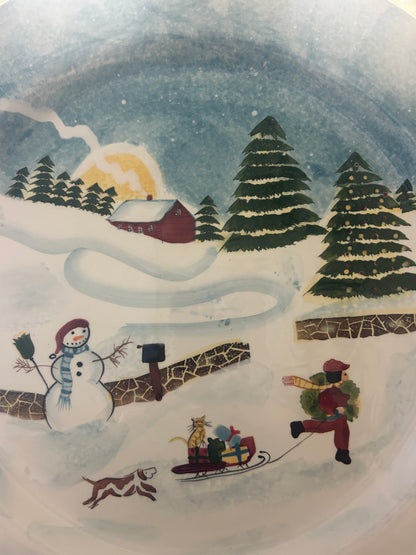 Multicolor David Carter Brown Christmas Valley Platter, 16 1/2"