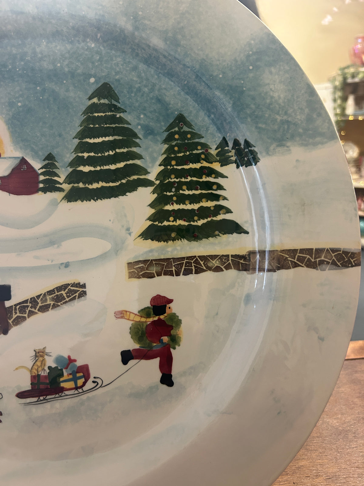 Multicolor David Carter Brown Christmas Valley Platter, 16 1/2"