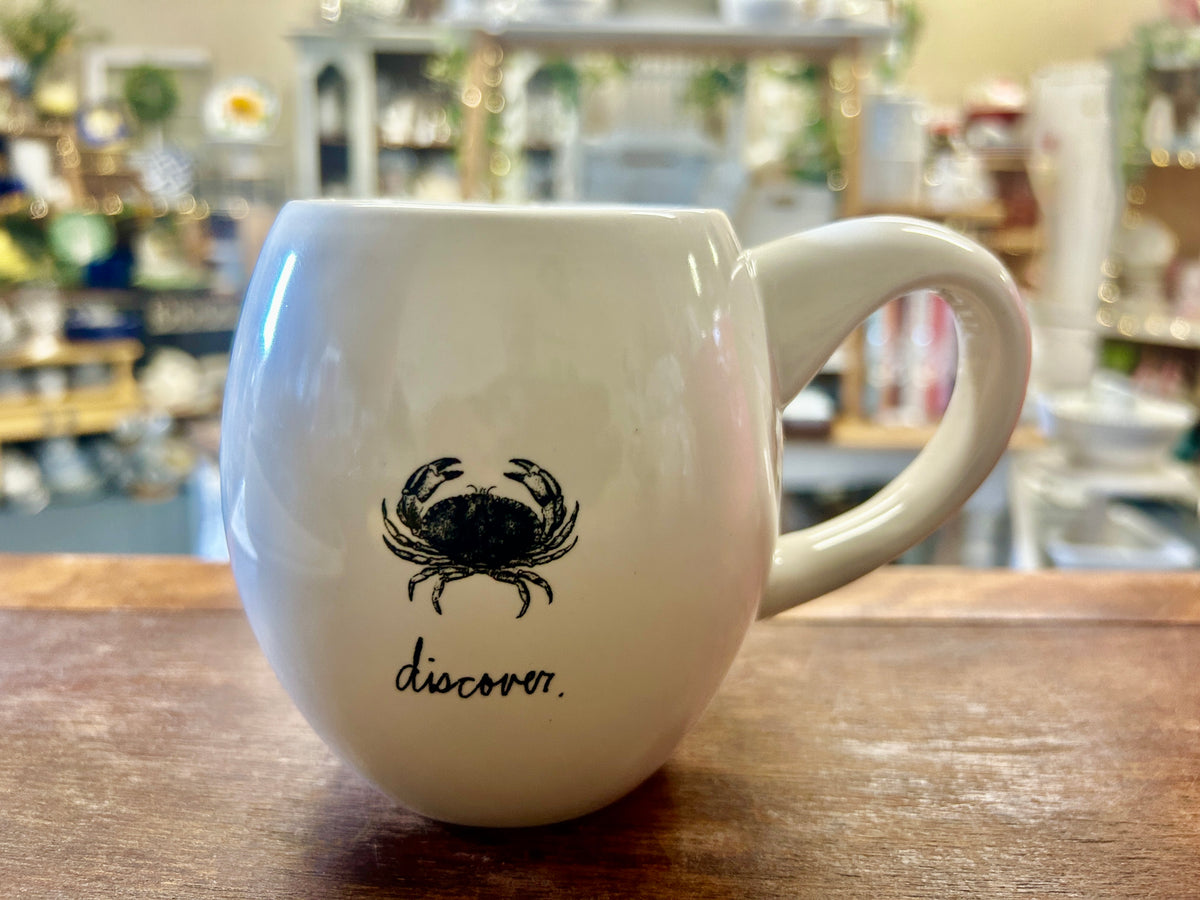 White Magenta Crab Discover Mug, 4 1/2"