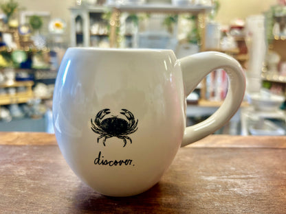 White Magenta Crab Discover Mug, 4 1/2"