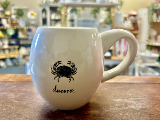 White Magenta Crab Discover Mug, 4 1/2"