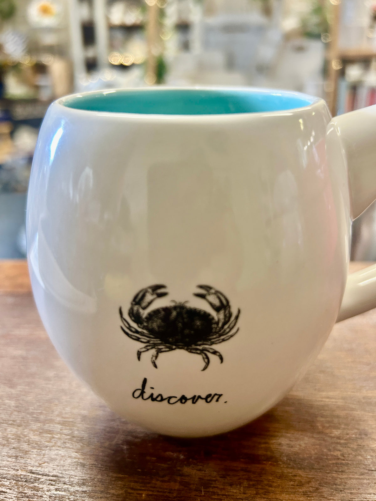 White Magenta Crab Discover Mug, 4 1/2"