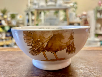 Brown & White Magenta Gobble Turkey Bowl, 5 3/4"