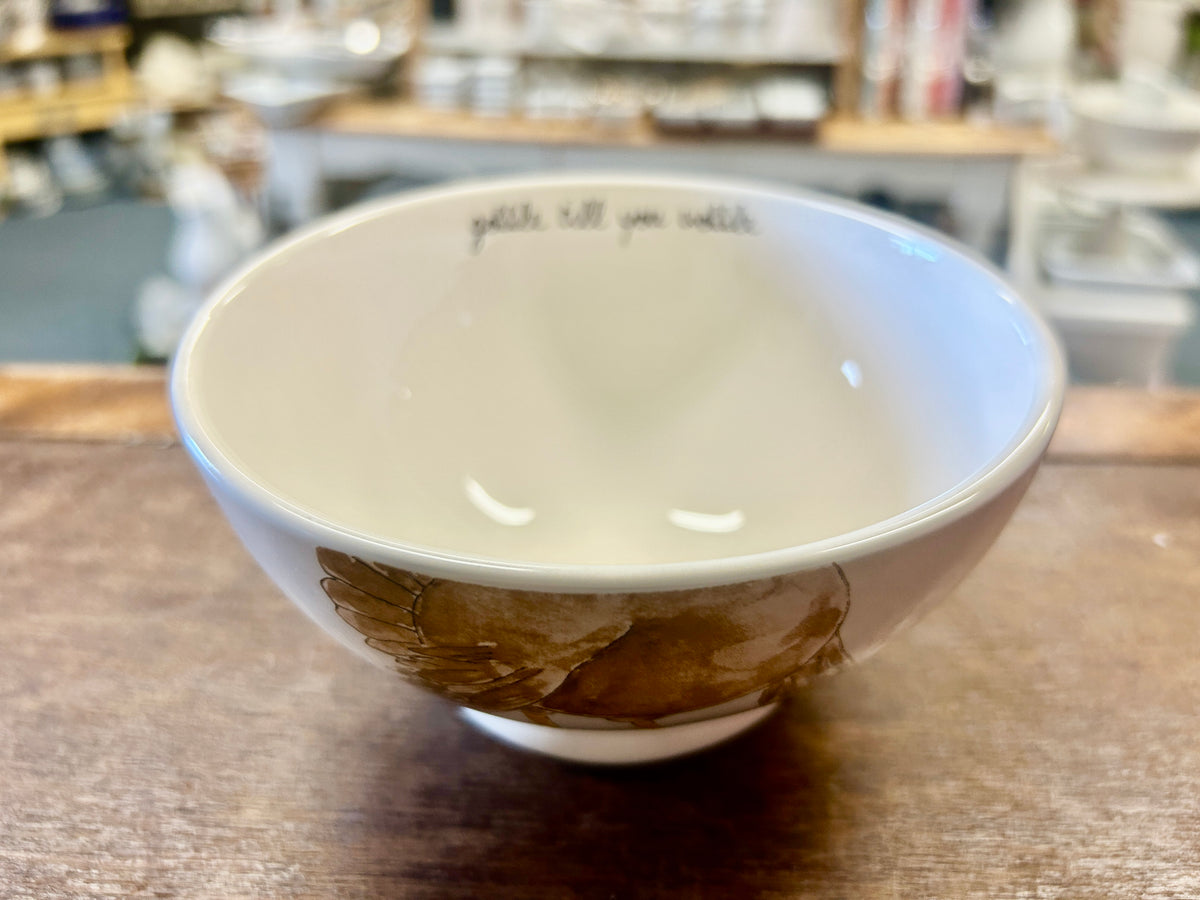 Brown & White Magenta Gobble Turkey Bowl, 5 3/4"