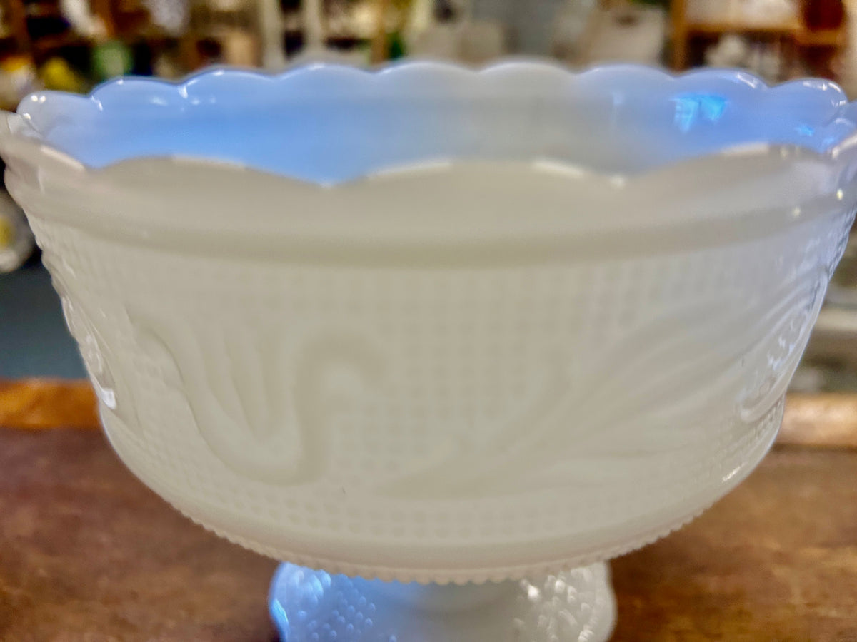 White EO Brody Milk Glass Pedestal Bowl, 6 1/2"