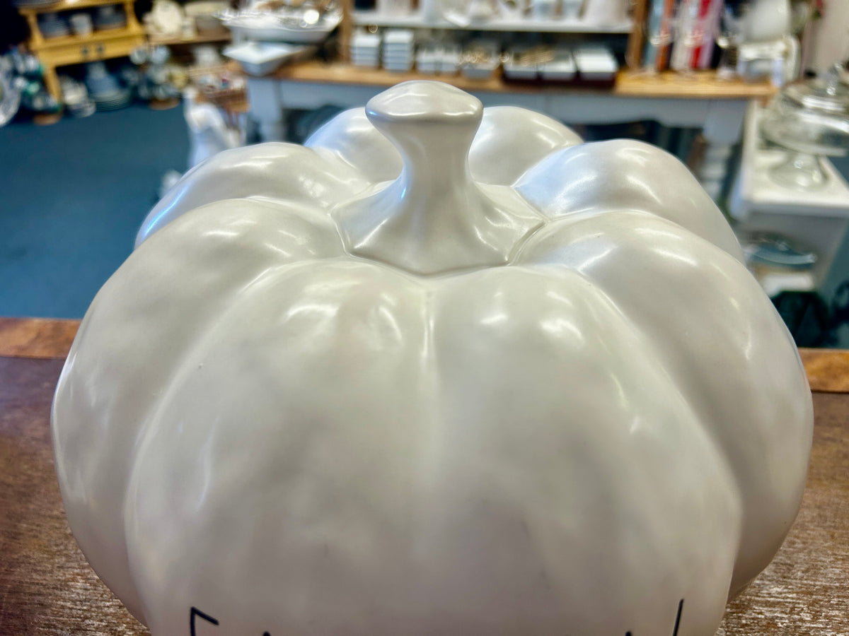 White Rae Dunn FAMILY White Pumpkin, 10"