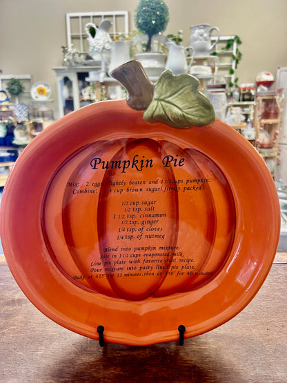 Orange Harvest Pumpkin Recipe Pie Plate, 11 1/2"