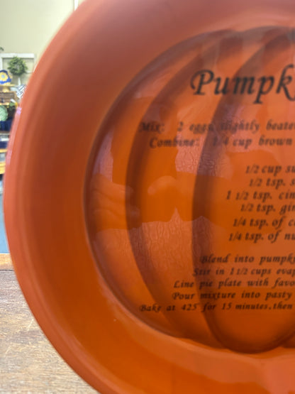 Orange Harvest Pumpkin Recipe Pie Plate, 11 1/2"