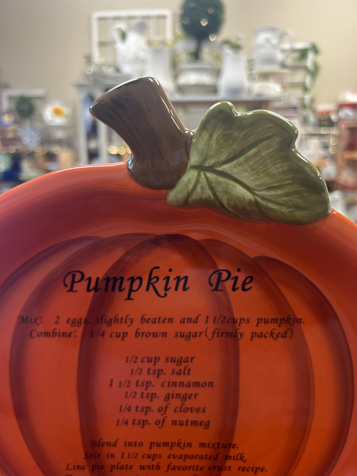 Orange Harvest Pumpkin Recipe Pie Plate, 11 1/2"