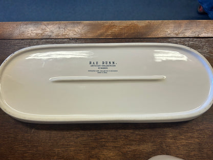 White Rae Dunn 3 Pumpkin Pots & Tray, 14"
