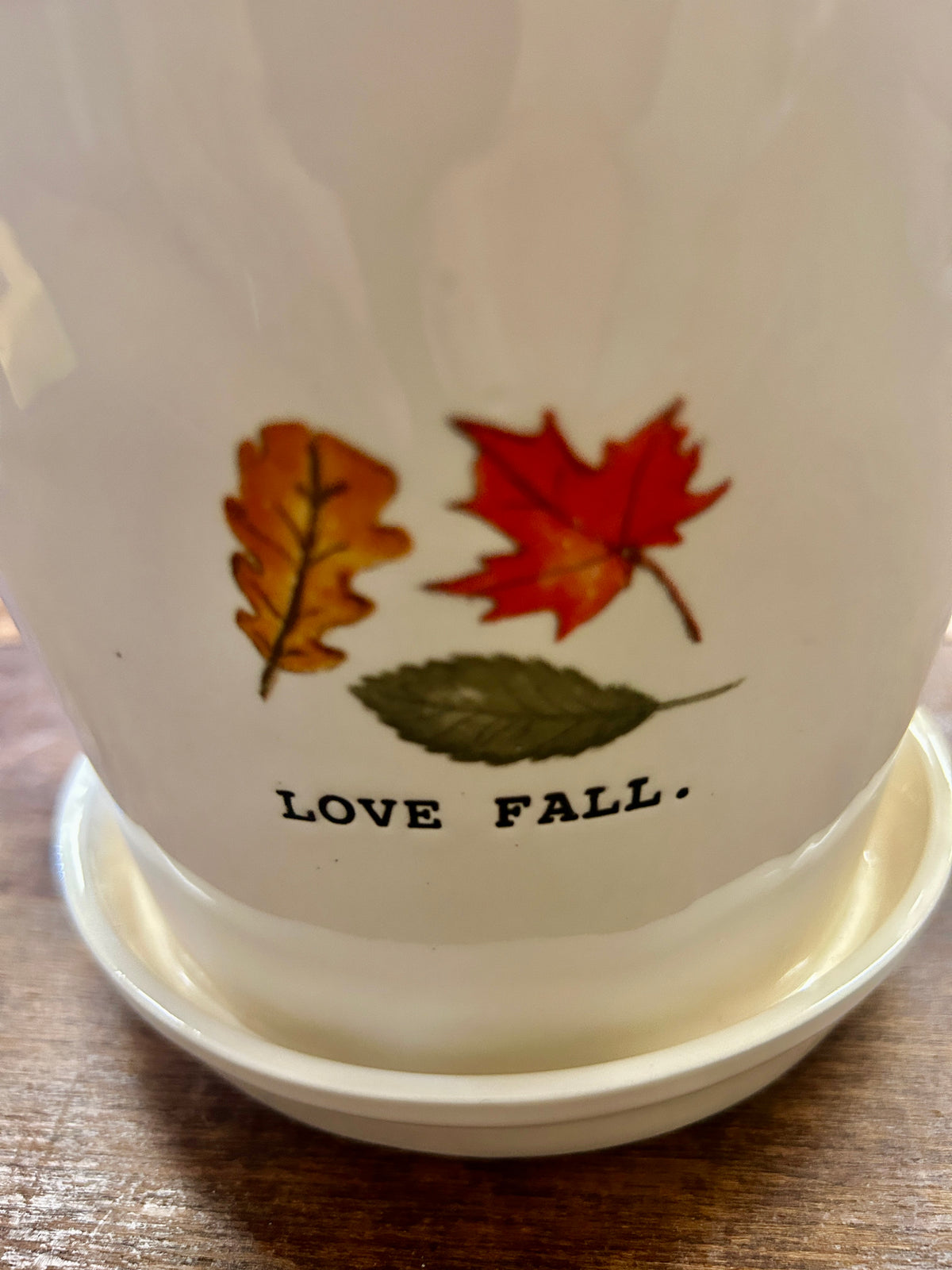 White Rae Dunn LOVE FALL Planter, 6 3/4"