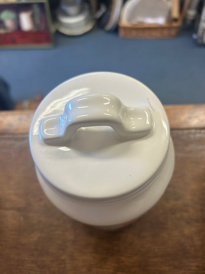 White Rae Dunn Sweater Weather Canister, 6 3/4"