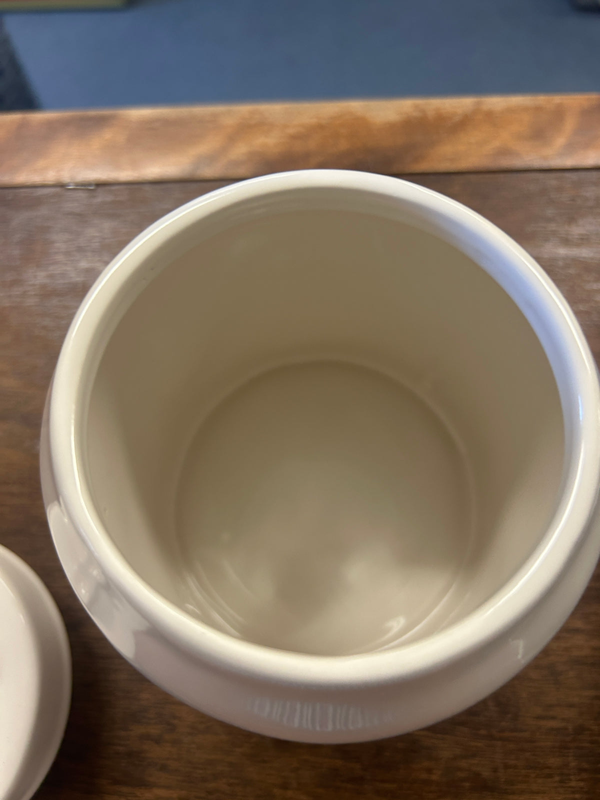 White Rae Dunn Sweater Weather Canister, 6 3/4"