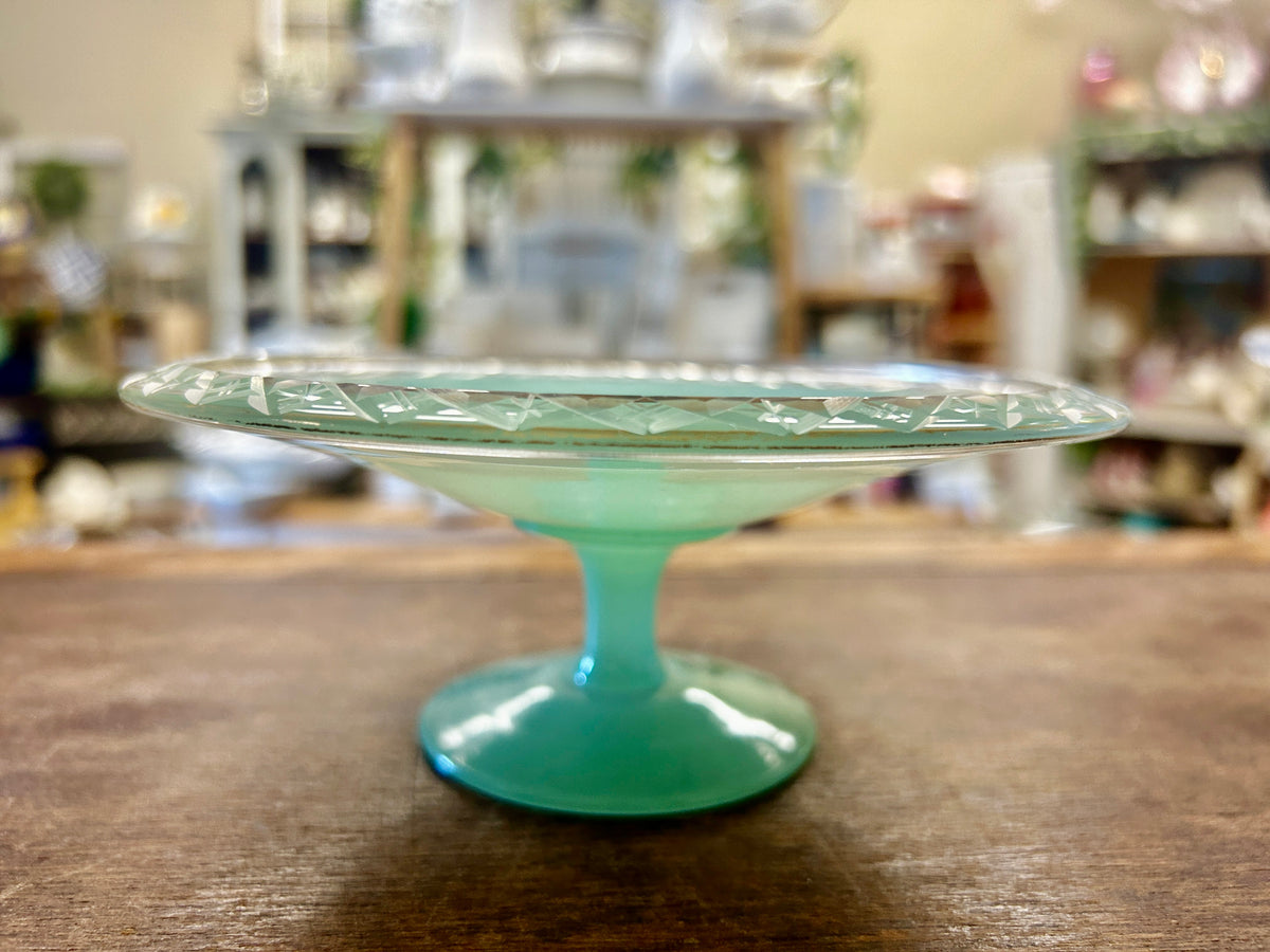 Westmoreland Vintage Green Pedestal Plate, 6 1/4"