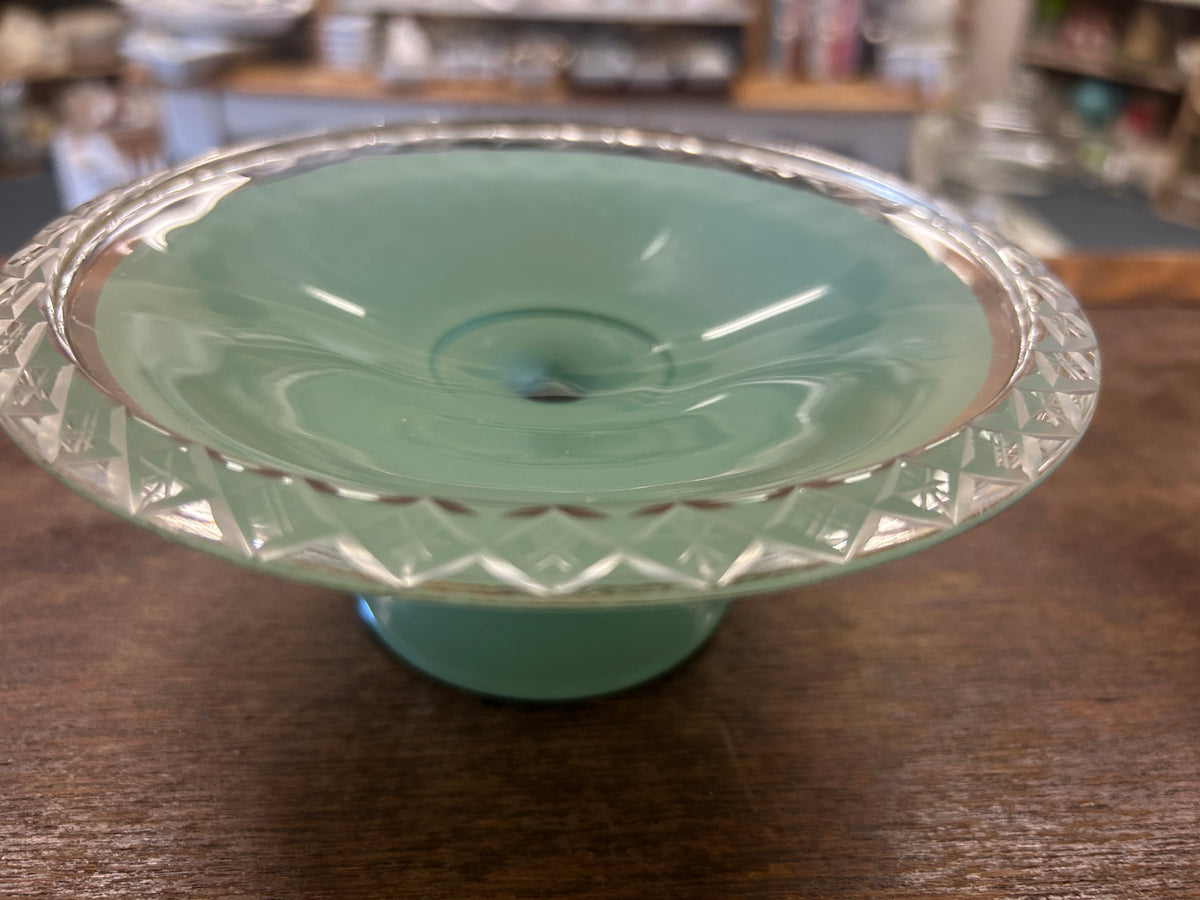 Westmoreland Vintage Green Pedestal Plate, 6 1/4"