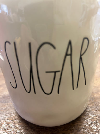 White Rae Dunn SUGAR Canister, 7"