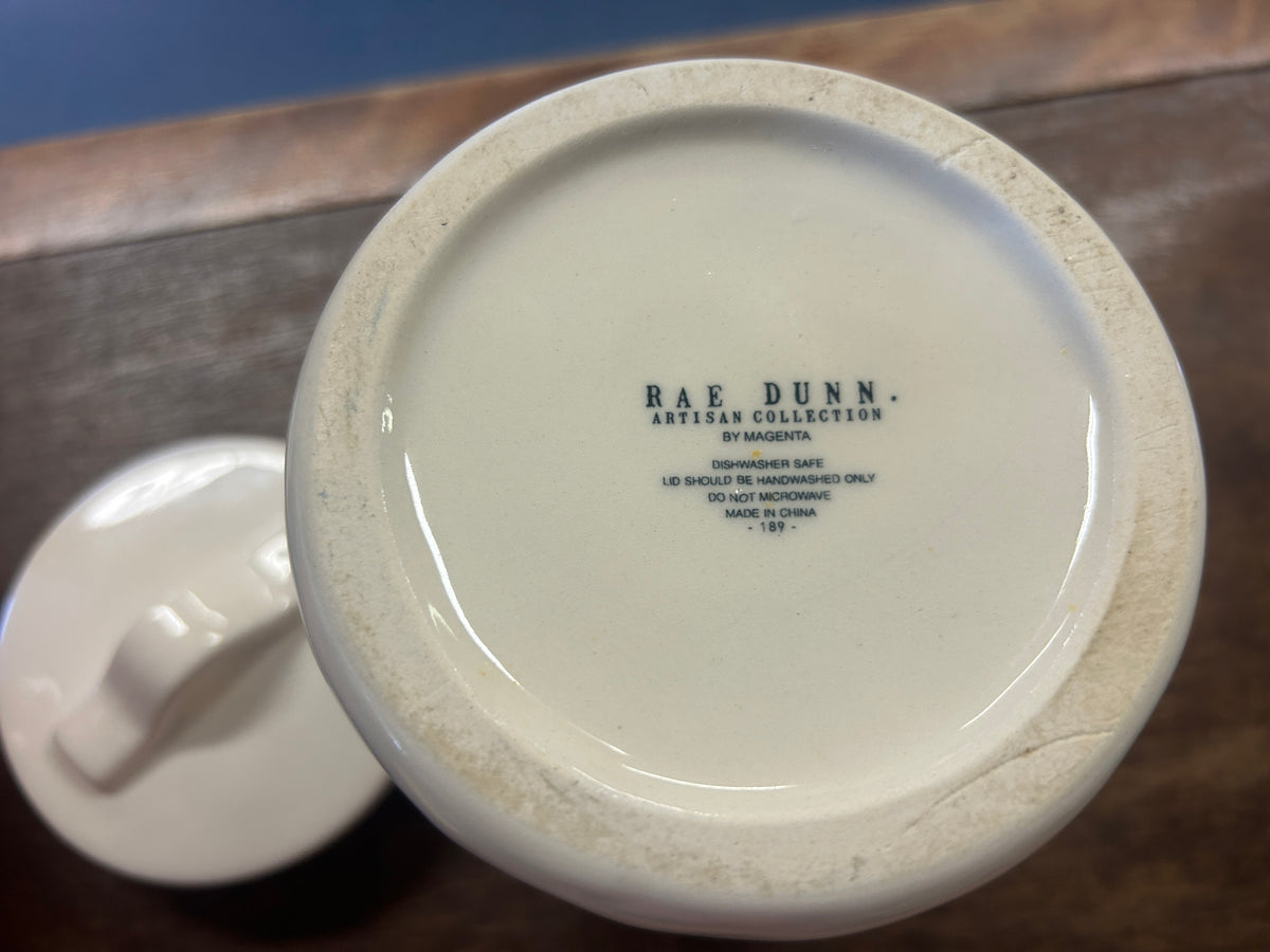 White Rae Dunn SUGAR Canister, 7"