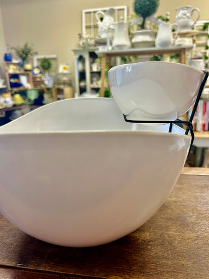 White B Smith Melamine Chip & Dip, 11 1/4"