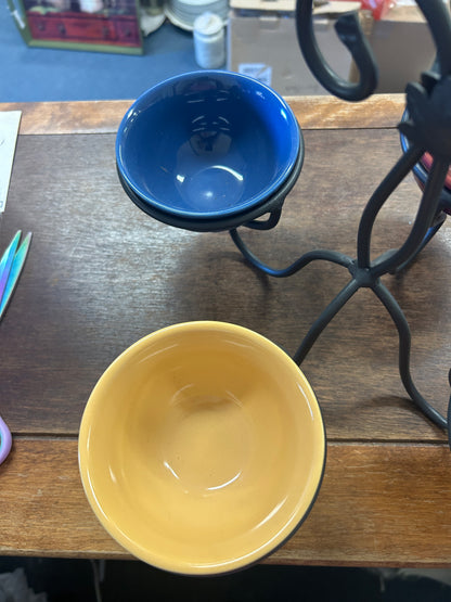 Multicolor Longaberger Metal Caddy w/4 Bowls, 9 1/2"
