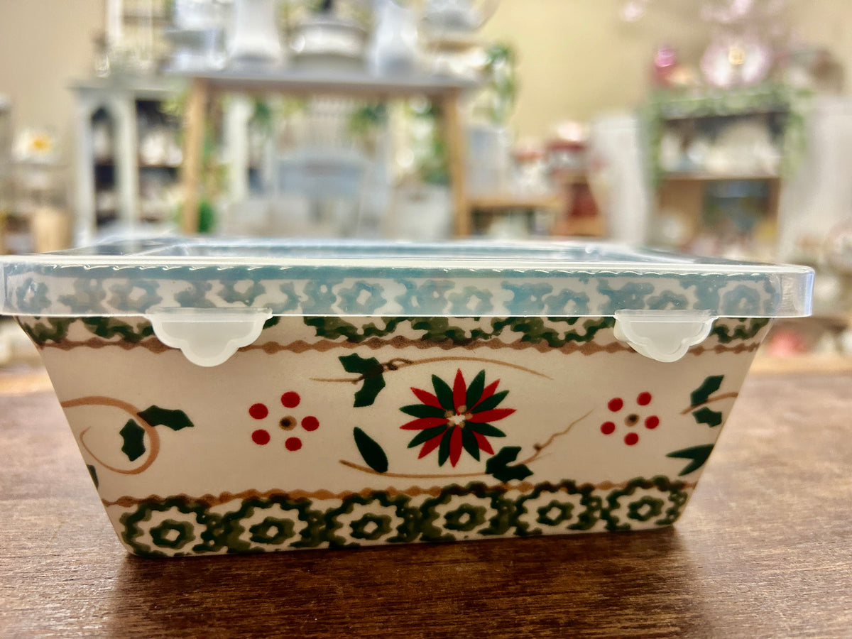 Red Green White Temptations Christmas Mini Loaf w/ Lid, 6 3/4"
