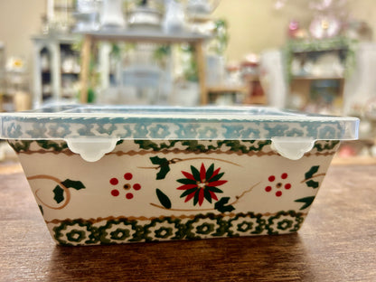 Red Green White Temptations Christmas Mini Loaf w/ Lid, 6 3/4"