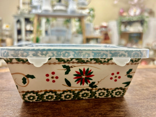 Red Green White Temptations Christmas Mini Loaf w/ Lid, 6 3/4"